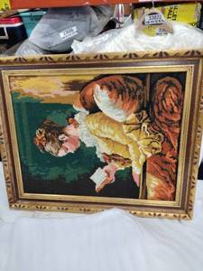 lot 18539 image: Large Vintage Frame Cross Stitch Canvas
