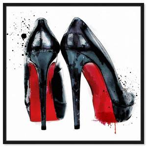 lot 18552 image: The Oliver Gal Artist Co. Fashion and Glam Framed Wall Art Canvas Prints Red Pumps Shoes