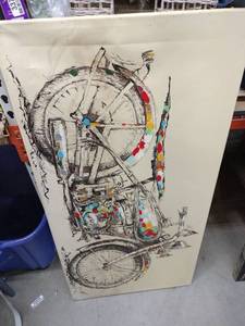 lot 18553 image: Mixed Media Canvas Motorcycle