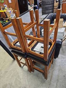 lot 18596 image: Rectangle Black Leather 24 In. Barstool - Set of 4