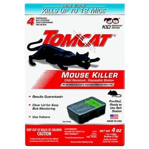 lot 18627 image: Tomcat Mouse Killer Child Resistant  Disposable Station  4 Pre-Filled Ready-To-Use Bait Stations (2 Packs)
