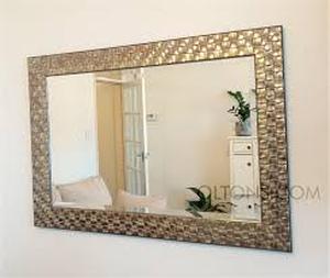 lot 18588 image: Mosaic Style Frame Beveled Mirror
