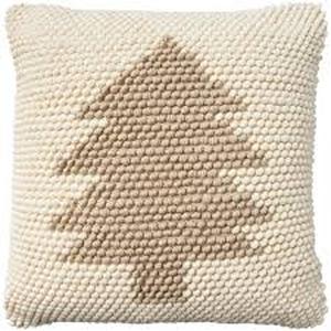 lot 18607 image: Nourison Home For The Holiday Felt Christmas Tree Natural Throw Pillow
