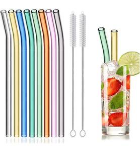 lot 26 image: Reusable Glass Drinking Straws Set with Cleaning Brush