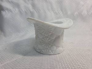 lot 53 image: Milk Glass Toothpick Holder with Daisy Star Pattern