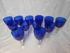 lot 68 image: Cobalt Blue Wine Glasses Set of 12