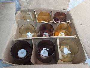 lot 109 image: Mixed Color Glass Votive Candle Holders Set