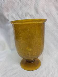 lot 119 image: Amber Crackle Glass Goblet