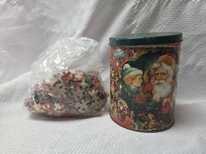 lot 188 image: Christmas Themed Round Tin with Puzzle