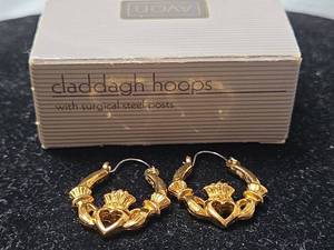 lot 201 image: Avon Claddagh Hoop Earrings