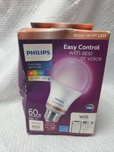 lot 203 image: Philips WiZ Smart WiFi LED Color Bulb 60W