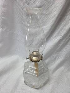 lot 237 image: Pressed Glass Oil Lamp with Embossed Base