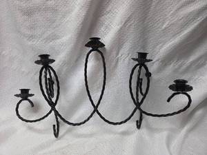 lot 242 image: Black Wrought Iron Wall Sconce Candelabra