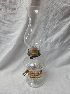 lot 252 image: Glass Hurricane Lamp with Brass Hardware