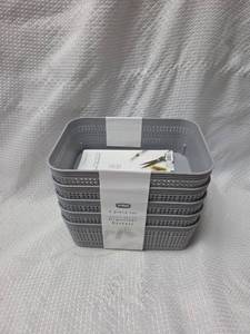 lot 253 image: Edge 5-Piece Woven Design Organizer Baskets - Gray