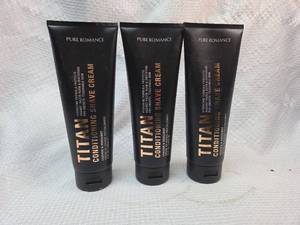 lot 279 image: Lot of 3 unopened tubes of Pure Romance Titan Conditioning Shave Cream