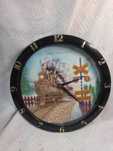 lot 350 image: Railroad Steam Engine Wall Clock