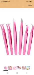 lot 95 image: Mudder Pink Eyelash Extension Tweezers Set