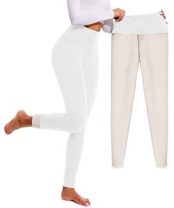 lot 3 image: FULLSOFT Fleece Lined Leggings for Women �� Thick High Waisted Winter Warm Yoga Pants Workout Tummy Control Thermal Warm Leggings(White,Small) - Retail $133