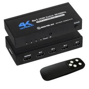 lot 4 image: Anber-Tech 4K HDMI Switch 4x1, 4K60Hz 4 in 1 Out HDMI Switcher Selector with IR Remote Control, Supports HDCP 2.2 UltraHD HDR10 3D HD1080P Dolby DST, HDMI Splitter for PS4 Xbox Apple TV Fire Stick - Retail $22