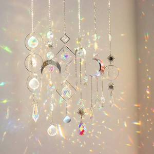 lot 6 image: 6Pieces Crystal Suncatchers for Window Hanging Sun Catcher with Chain Rainbow Maker Crystal Prisms Decor for Home Garden Party Wedding Ornament Gift Mother Daughter - Retail $18