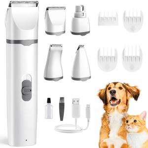 Pre Owned Masagotti Dogs Hair Clippers Grooming Kit with Nail Grinder, 4 in 1 Cordless Electric Trimmer Low Noise USB Pet Clippers for Dogs Cat,Grooming Paws, Eyes, Ears, Face,Matted Hair - Retail: $575
