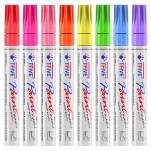 lot 18 image: TFIVE Fluorescent Paint Markers, 8 Colors Neon UV Paint Pens for Blacklight - Oil-Based, Medium Tip, Waterproof Permanent Marker Pens for Rock Painting, DIY Art Crafts, Scrapbooking, Glass Windows - Retail $10