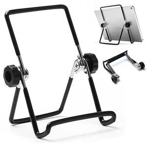 lot 30 image: VOVIGGOL Adjustable Tablet Stand Holder, Non-Slip Foldable Holder Cradle Fit for 9-12.9 Tablets, iPad, Samsung and Kindle Fire, Display Stands Picture Frame Stand for Photos (Large Black) - Retail $8