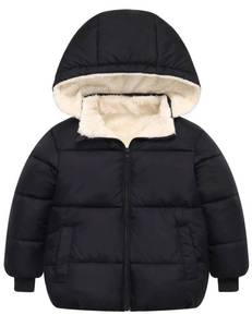 lot 43 image: TUONROAD Baby Boy Girl Black Coat for Toddlers Fleece Lined Outwear Outfits 3 4 Years Child Winter Heavy Padded Outerwear 3T 4T Kids Warm Soft Hooded Down Jackets 3Y 4Y Sweets Playwear Snowsuits - Retail $29