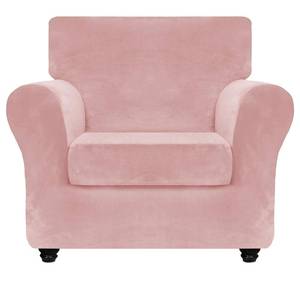 lot 47 image: ZNSAYOTX Luxury Velvet Chair Slipcovers with Arm 2 Piece Stretch Chair Covers for Living Room Thick Soft Armchair Slipcover Anti Slip Pet Friendly Furniture Protector (Rose),30-47(1 Cushion) - Retail $39