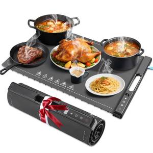 Food Warming Mat, Fast Heating Electric Food Warming Mat 7-Temp Levels, Foldable Suitable for Food Warmers for Parties Buffet and Daily Food Warming, with Timer and Overheat Protection (Gray) - Retail: $218