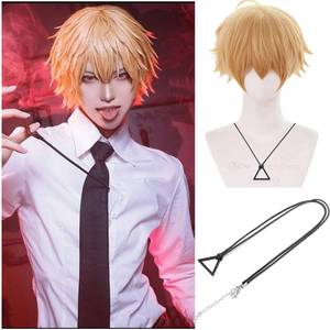 lot 62 image: WIG ONLY HUNIGIR Denji Wig Blonde Anime Wig Short Blonde Mens Hair Denji Cosplay Hair Heat Resistant Synthetic for Costume Halloween Party - Retail $26