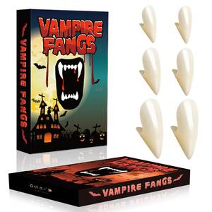 lot 73 image: Vampire Teeth Fangs Kids Adults 3 Sizes Realistic Vampire Fangs for Cosplay Halloween Vampire Costume Makeup Accessories Women Men Fake Fangs Teeth, Plastic Werewolf Teeth with Adhesive Party Favors