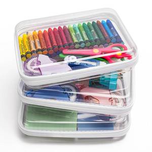 lot 76 image: CoiiJoii 3PCS Clear Hard Shell Zipper Case,Portable Cosmetic Bag with Zipper, Diaper Bag Organizing Pouches, Kids Toy Storage Organizer Bins,Hard Plastic Case, Christmas Storage Bins - Retail $25