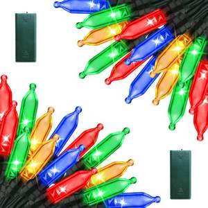 lot 77 image: Lomotech Battery Operated Christmas Lights - 2 Pack Total 16ft 50LEDs Battery Mini String Lights with Timer for Home, Garden, Party, Holiday, Tree Decoration (Green Wire, Multicolor) - Retail $10