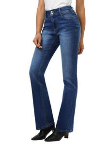 lot 80 image: Tallemon Tall Womens Bootcut Jeans Curvy Mid-Rise Stretchy Denim Pants Classic Bell Bottom Trouser,38,Dark Blue,6 - Retail $45