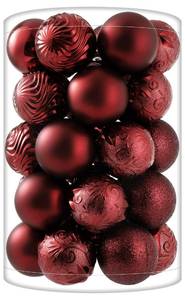 lot 84 image: 34ct Burgundy Christmas Ball Ornaments Shatterproof Plastic Christmas Tree Decorations for Xmas Party Home Office Holiday Decor -Medium Size (2.36 60mm) - Retail $23