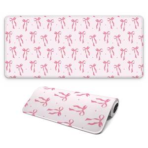 lot 85 image: FTSYAD Large Computer Mouse Pad with Non-Slip Base for Desktop, Cute Gaming Mouse Mat with Stitched Edges, Long Extended Anime Mousepad for Laptop, 31.5 x 11.8 inches (Pink Ribbon Bow) - Retail $10