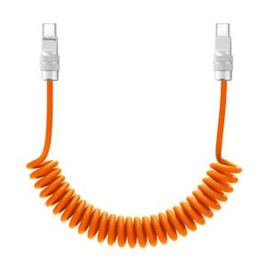 lot 97 image: chubbycable Curly Chubby 240W Coiled USB C Fast Charging Cable Durable Braided Charger Cord for Car Compatible with iPhone 17-15 Series iPad, Orange, Type-C to Type-C, 2.13FT-6.56FT - Retail $20