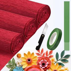 lot 110 image: Crepe Paper Roll (9.8Inch x 8.2Ft3Rolls),DIY Gift Crepe Paper Sheet Color Paper Flower Set for Birthday Decoration, Party Decoration and Wedding Decoration (Red) - Retail $10