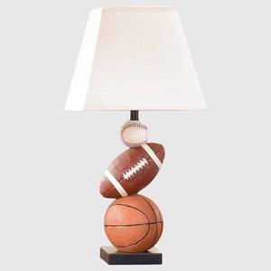 lot 124 image: HERBESTBAY Kids Table Lamp, 14 Inch Football, Basketball & Baseball Design with Cute Lampshade, Sports-Themed lamp Ideal for Childrens Bedroom Decor, Bedside Lamp Includes LED Bulb - Retail $32