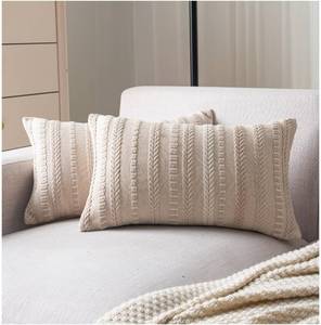 lot 127 image: Cethom Boho Throw Pillow Covers 12x20 Inch Set of 2, Farmhouse Decorative Couch Pillow Cases, Beige Accent Pillows of Bed, Sofa Bedroom Living Room Home Decor Cushion Cover - Retail $22