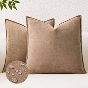 lot 130 image: Kevin Textile Waterproof Decorative Pillow Covers Camel 20x20 Inch Pack of 2 Soft Boucle Textured Throw Pillowcases Elegant Accent Pillows for Couch Sofa Chair Bed Home Decor Indoor Outdoor - Retail $18