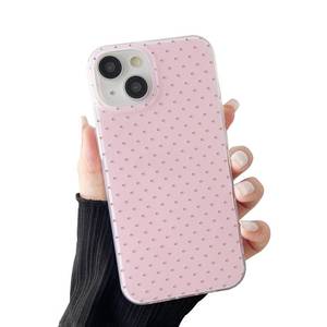 lot 131 image: CHEDEMK Compatible with iPhone 1415 Plus Case, Fashion Cute Aesthetic Polka Dot Pattern Cover for Women, Shockproof Slim Soft TPU and Hard PC Protective Phone Case - Pink - Retail $10