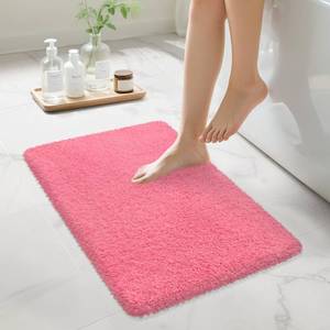 lot 144 image: MondayRug Bathroom Rugs Non Slip 24x16, Absorbent Bath Mats Quick Dry, Shaggy Microfiber Bath Rugs, Extra Soft Plush, Machine Washable Bath Mats for Bathroom Floor, Tub and Shower, Pink - Retail $8