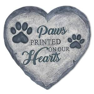lot 146 image: OrnamentallyYou Elegant Resin Stepping Stone, Outdoor Garden Pathway Decoration (Paws Printed on Our Hearts Memorial Stepping Stone for Pet, 9.5 Dog Funeral and Pet Cemetery Decor) - Retail $25