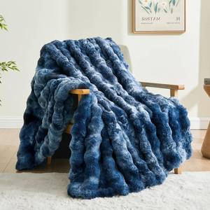 lot 154 image: BEDELITE Faux Fur Throw Blanket for Couch, Decorative Tie-Dye Blue Plush Bubble Blanket - Super Soft & Cozy Fluffy Faux Rabbit Fur Blanket for Women Gift, 50x60 Inches - Retail $46