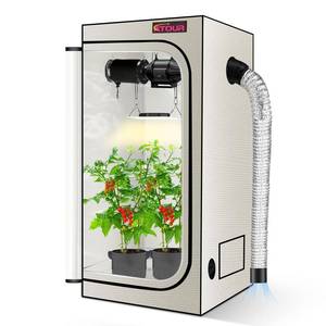 lot 155 image: ATOUR 1.5��x1.5 LED Grow Light Specil Tent, 18x18x32High Reflective PE Film Grow Tent, 1680D High Strength Canvas Plant Tent with Observation Window & Floor Tray for Hydroponics Indoor Plant - Retail $25