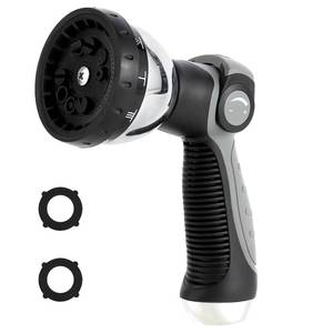 lot 171 image: AnyEasy Garden Water Hose Nozzle Metal Heavy Duty Sprayer Thumb Control with 10 Spray Modes Suitable for Watering Plants, Iawn and Garden, Car Washing, Cleaning, Showering Pets and Outdoor Fun, Gray - Retail $10