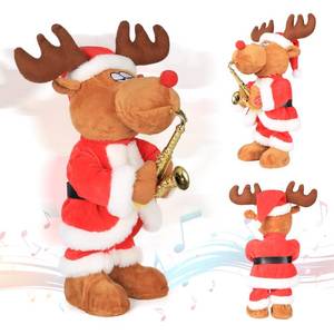 lot 174 image: Gfilay Singing Saxophone Rudolph Reindeer Plush �� 14 Animated Christmas Reindeer with Dancing Movements, Musical Holiday Decoration and Fun Xmas Gift for Kids and Families - Retail $28